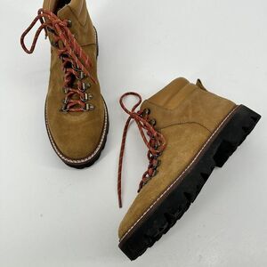 Madewell Tan Ankle Boots with Red Laces